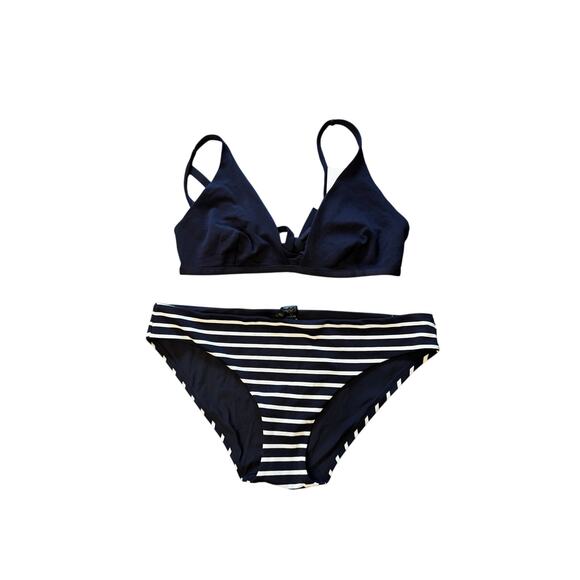 NWT COS Bikini Set Navy Top & Navy Striped Bottom Size US 10/12 - Picture 2 of 8